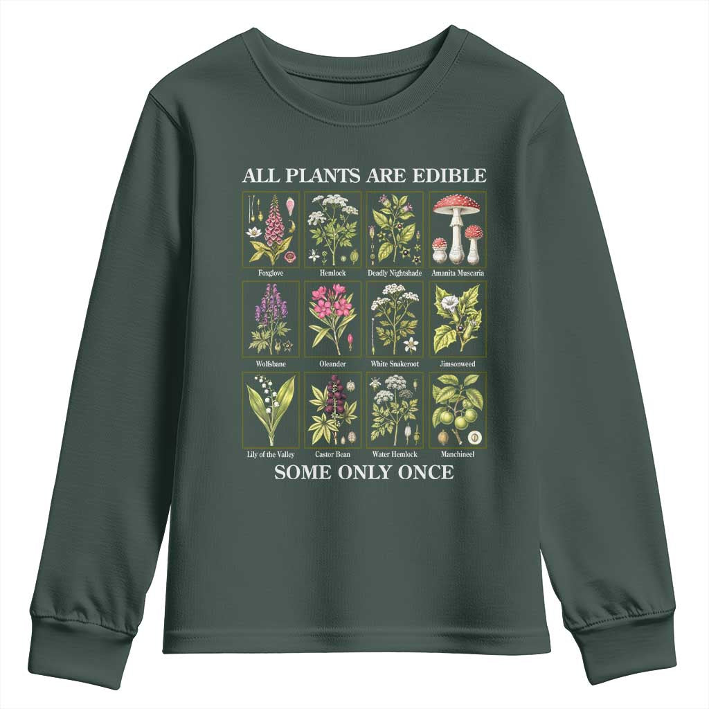 Vintage Botanical Poison Chart Graphic Youth Sweatshirt All Plants Are Edible Some Only Once