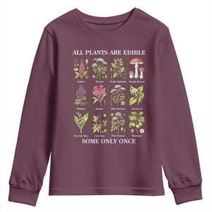 Vintage Botanical Poison Chart Graphic Youth Sweatshirt All Plants Are Edible Some Only Once