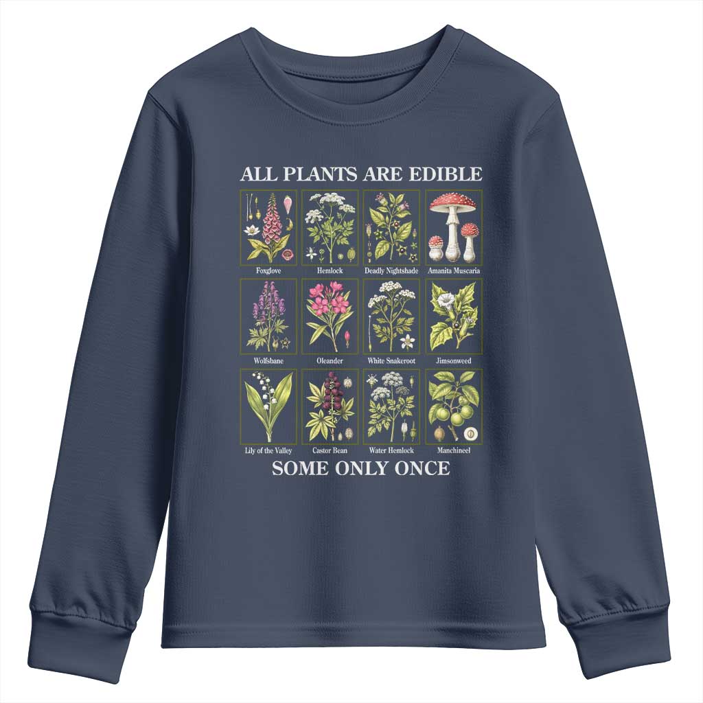 Vintage Botanical Poison Chart Graphic Youth Sweatshirt All Plants Are Edible Some Only Once
