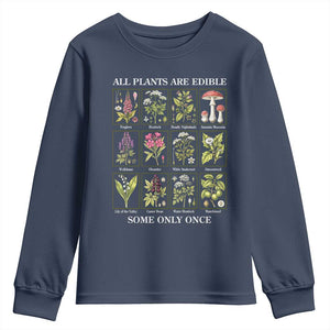 Vintage Botanical Poison Chart Graphic Youth Sweatshirt All Plants Are Edible Some Only Once