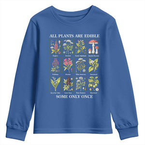 Vintage Botanical Poison Chart Graphic Youth Sweatshirt All Plants Are Edible Some Only Once