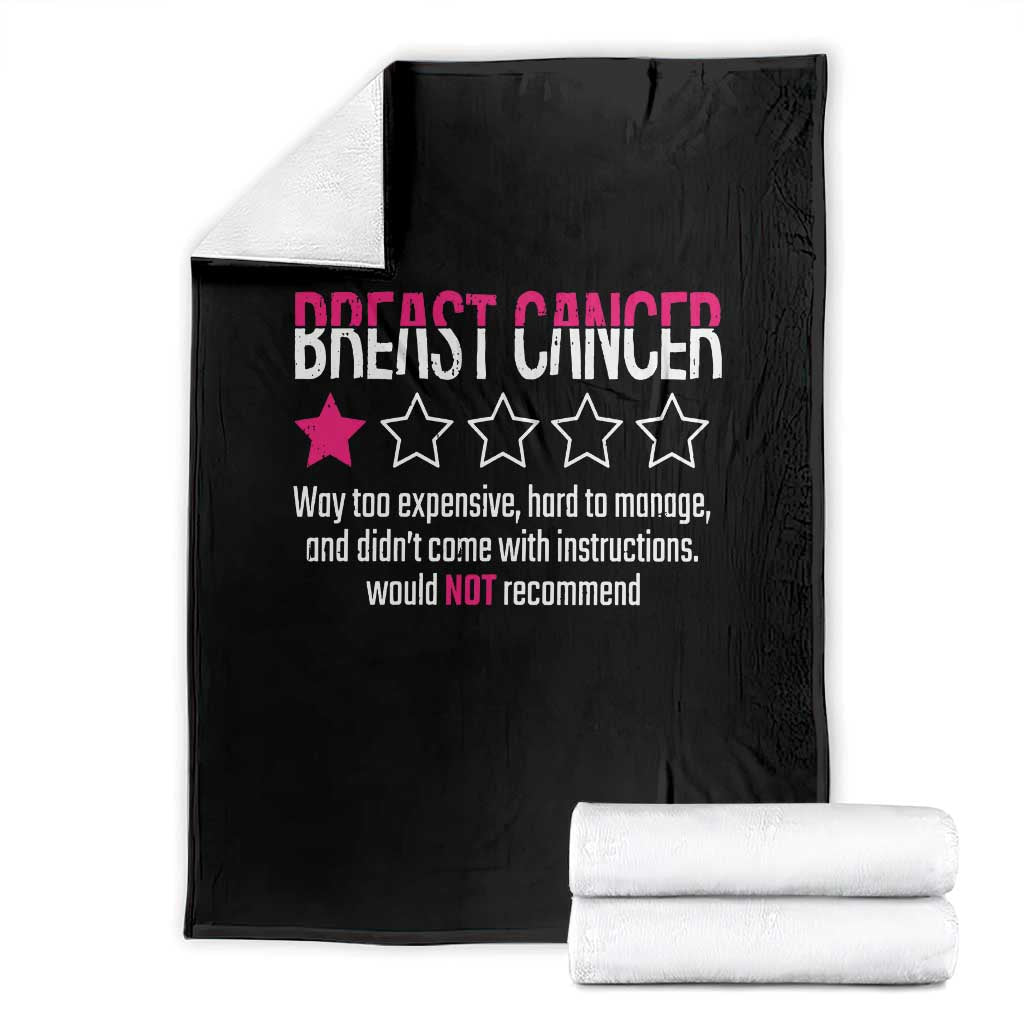 Funny Breast Cancer One Star Review Throw Blanket Would Not Recommend Breast Cancer Warrior TS02 Black Print Your Wear