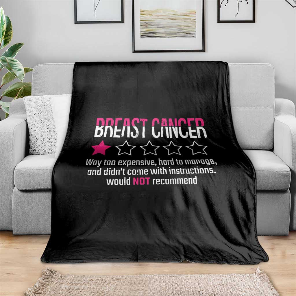 Funny Breast Cancer One Star Review Throw Blanket Would Not Recommend Breast Cancer Warrior