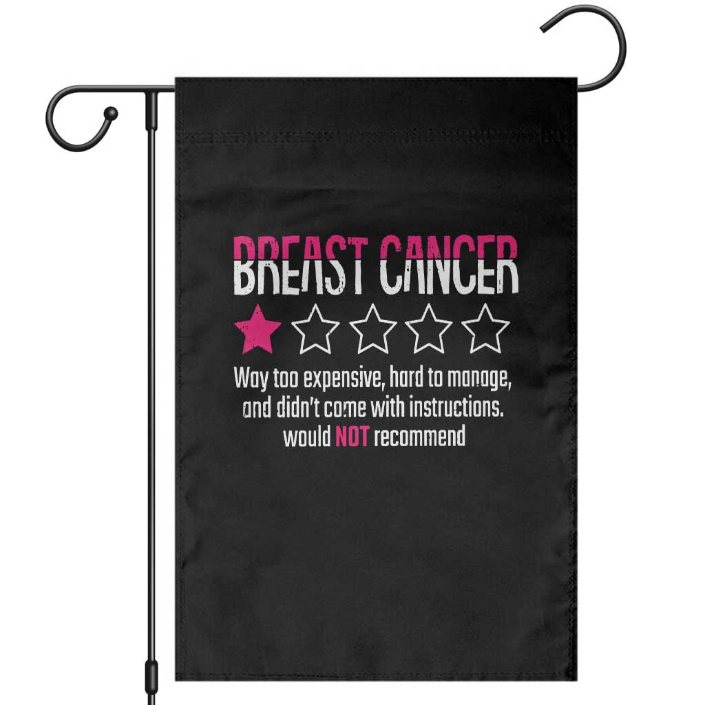 Funny Breast Cancer One Star Review Garden Flag Would Not Recommend Breast Cancer Warrior TS02 Black Print Your Wear