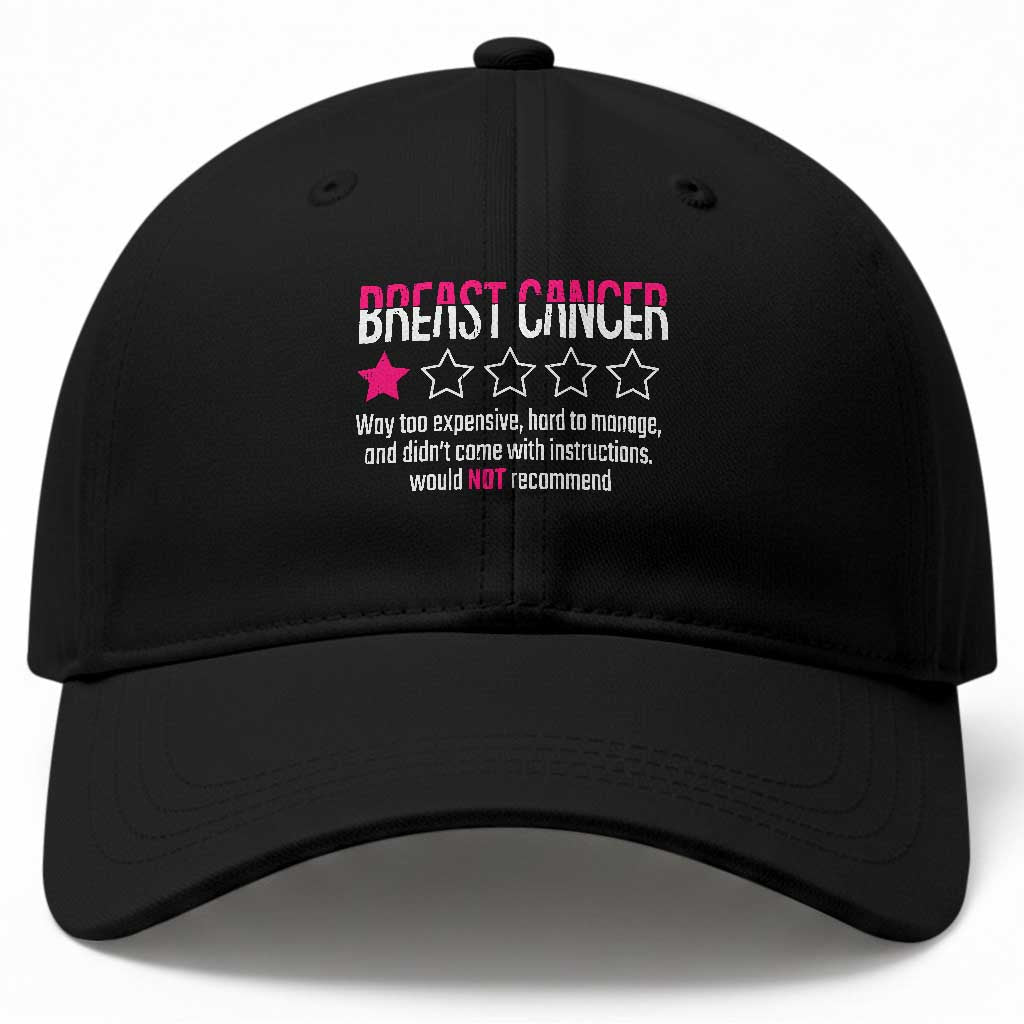 Funny Breast Cancer One Star Review Baseball Cap Would Not Recommend Breast Cancer Warrior TS02 Print Your Wear