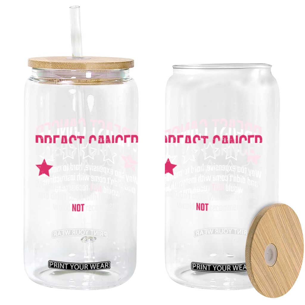 Funny Breast Cancer One Star Review Glass Can Would Not Recommend Breast Cancer Warrior
