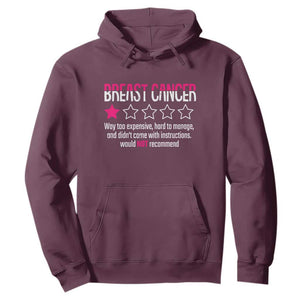 Funny Breast Cancer One Star Review Hoodie Would Not Recommend Breast Cancer Warrior