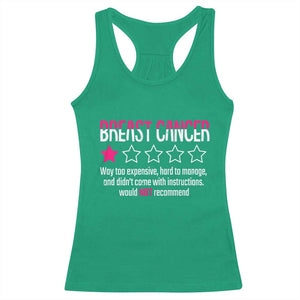 Funny Breast Cancer One Star Review Racerback Tank Top Would Not Recommend Breast Cancer Warrior