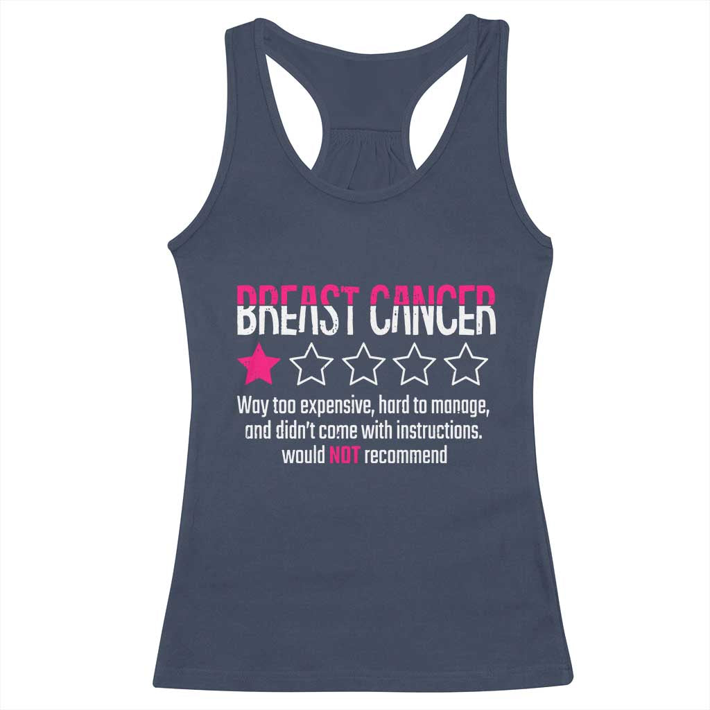 Funny Breast Cancer One Star Review Racerback Tank Top Would Not Recommend Breast Cancer Warrior