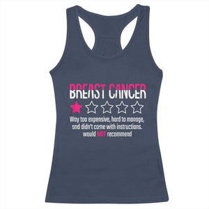 Funny Breast Cancer One Star Review Racerback Tank Top Would Not Recommend Breast Cancer Warrior