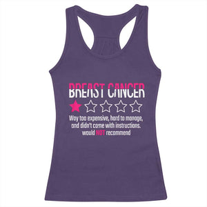 Funny Breast Cancer One Star Review Racerback Tank Top Would Not Recommend Breast Cancer Warrior
