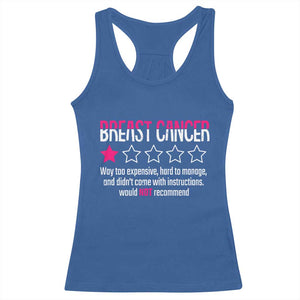 Funny Breast Cancer One Star Review Racerback Tank Top Would Not Recommend Breast Cancer Warrior