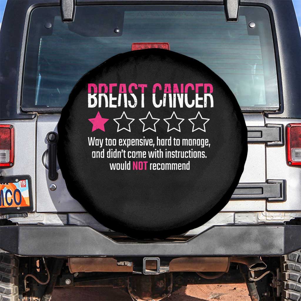 Funny Breast Cancer One Star Review Spare Tire Cover Would Not Recommend Breast Cancer Warrior TS02 No hole Black Print Your Wear