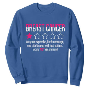 Funny Breast Cancer One Star Review Sweatshirt Would Not Recommend Breast Cancer Warrior