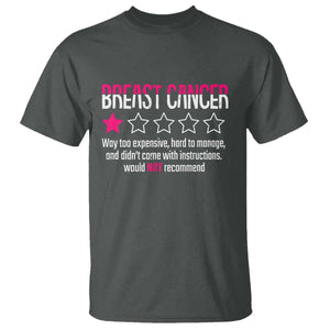 Funny Breast Cancer One Star Review T Shirt Would Not Recommend Breast Cancer Warrior