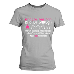 Funny Breast Cancer One Star Review T Shirt For Women Would Not Recommend Breast Cancer Warrior
