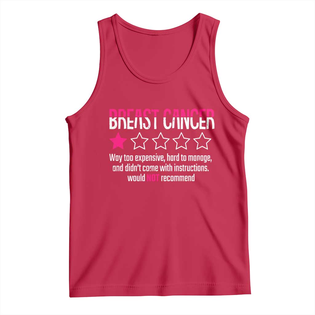 Funny Breast Cancer One Star Review Tank Top Would Not Recommend Breast Cancer Warrior