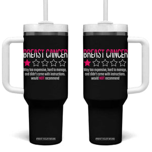 Funny Breast Cancer One Star Review Tumbler With Handle Would Not Recommend Breast Cancer Warrior