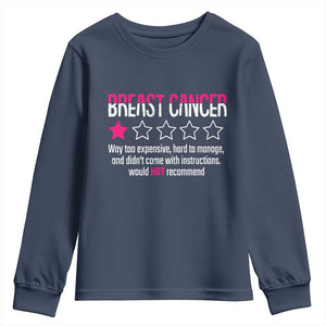 Funny Breast Cancer One Star Review Youth Sweatshirt Would Not Recommend Breast Cancer Warrior