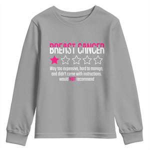 Funny Breast Cancer One Star Review Youth Sweatshirt Would Not Recommend Breast Cancer Warrior