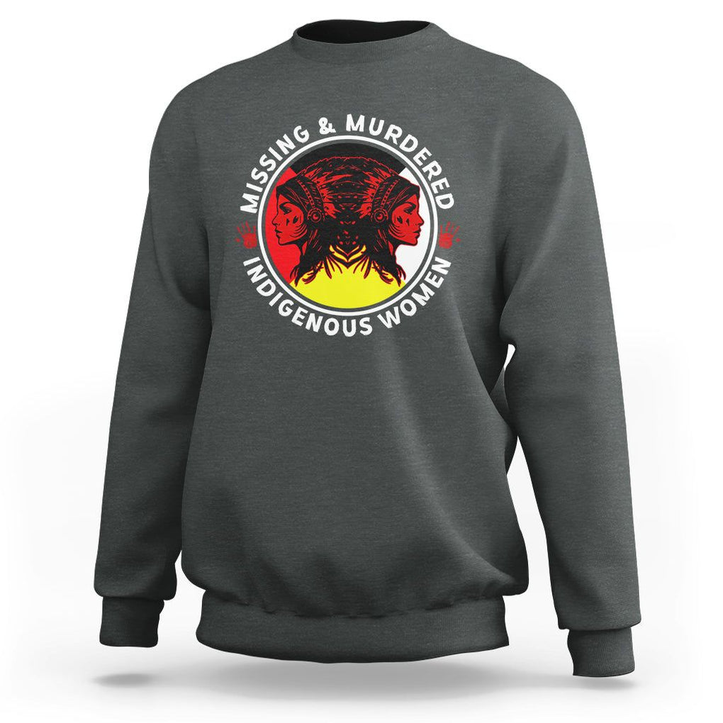 Indigenous Women Sweatshirt MMIW Awareness Missing & Murdered TS02 Dark Heather Printyourwear