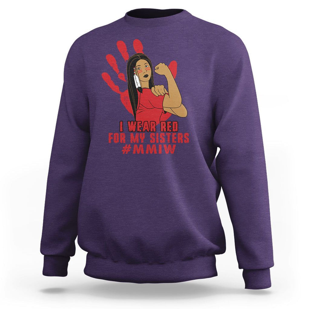 Native American Indigenous MMIW Awareness Sweatshirt I Wear Red For My Sisters TS02 Purple Printyourwear