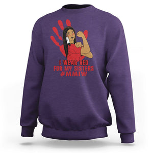 Native American Indigenous MMIW Awareness Sweatshirt I Wear Red For My Sisters TS02 Purple Printyourwear