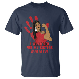 Native American Indigenous MMIW Awareness T Shirt I Wear Red For My Sisters TS02 Navy Printyourwear