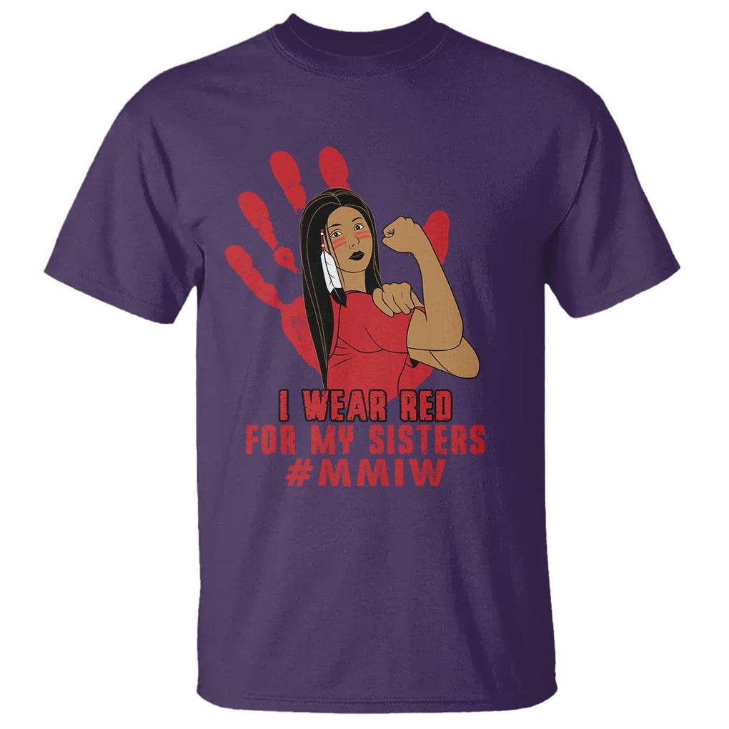 Native American Indigenous MMIW Awareness T Shirt I Wear Red For My Sisters TS02 Purple Printyourwear