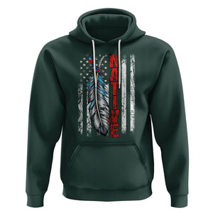 Native American Hoodie Indigenous American Indian Feather US Flag TS02 Dark Forest Green Printyourwear