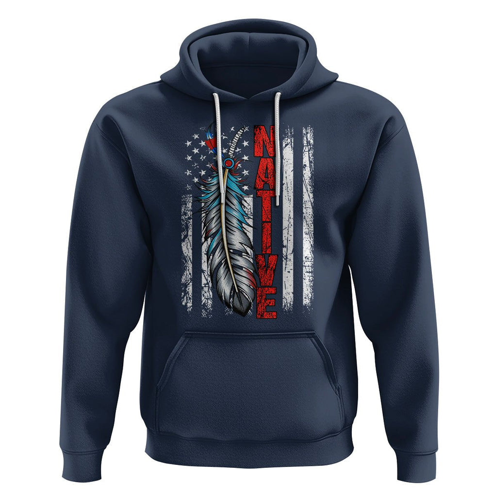 Native American Hoodie Indigenous American Indian Feather US Flag TS02 Navy Printyourwear