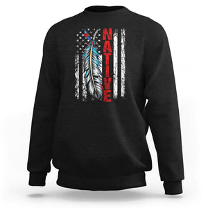 Native American Sweatshirt Indigenous American Indian Feather US Flag TS02 Black Printyourwear
