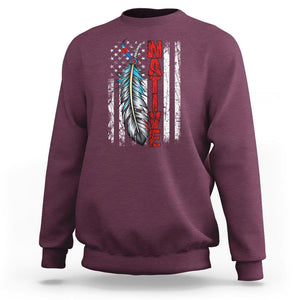Native American Sweatshirt Indigenous American Indian Feather US Flag TS02 Maroon Printyourwear