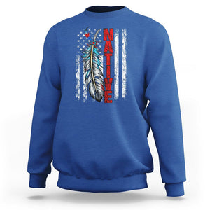 Native American Sweatshirt Indigenous American Indian Feather US Flag TS02 Royal Blue Printyourwear