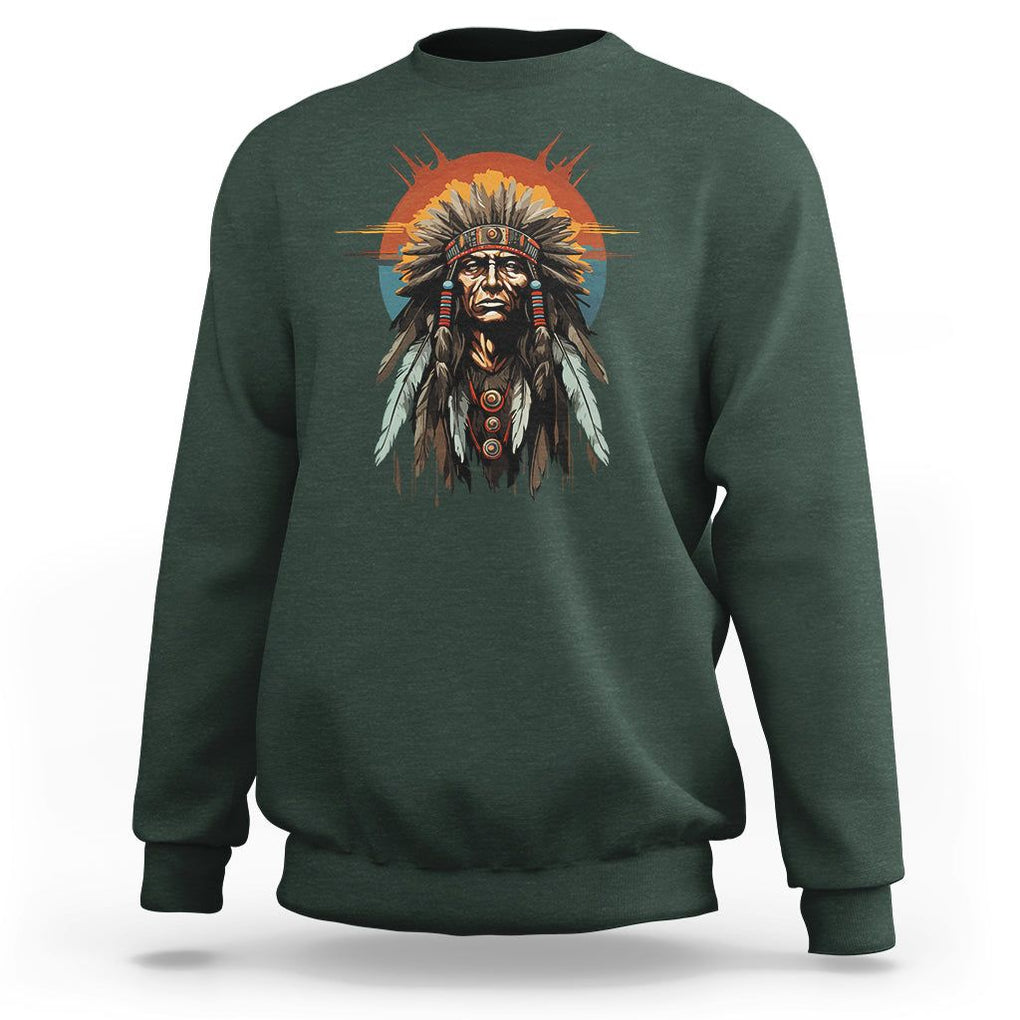 Native American Sweatshirt Indigenous American Indians Chief Pride TS02 Dark Forest Green Printyourwear