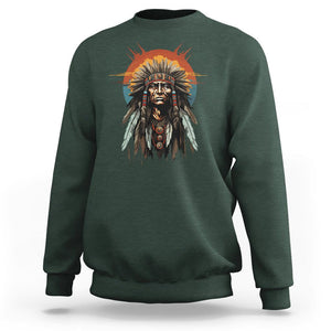 Native American Sweatshirt Indigenous American Indians Chief Pride TS02 Dark Forest Green Printyourwear