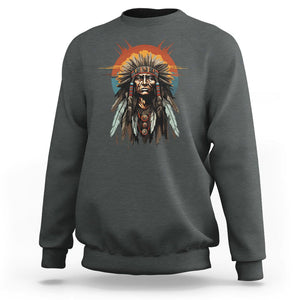 Native American Sweatshirt Indigenous American Indians Chief Pride TS02 Dark Heather Printyourwear