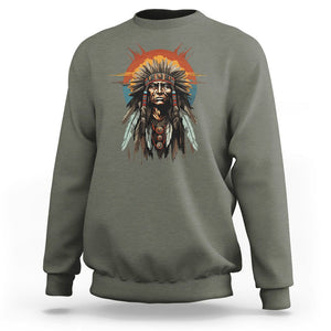 Native American Sweatshirt Indigenous American Indians Chief Pride TS02 Military Green Printyourwear