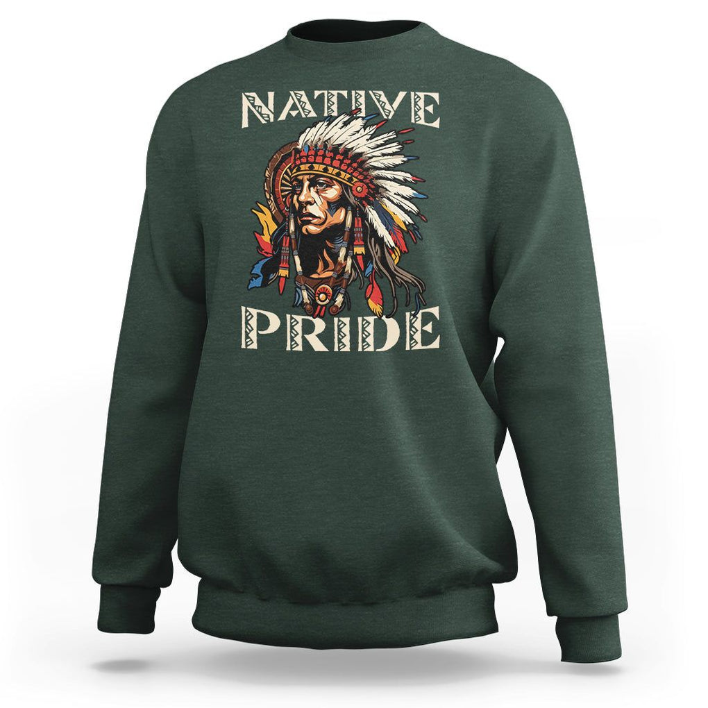 Native American Sweatshirt Native Pride Indigenous American Indians TS02 Dark Forest Green Printyourwear
