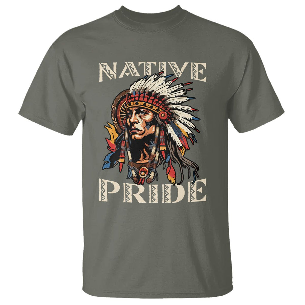 Native American T Shirt Native Pride Indigenous American Indians TS02 Military Green Printyourwear