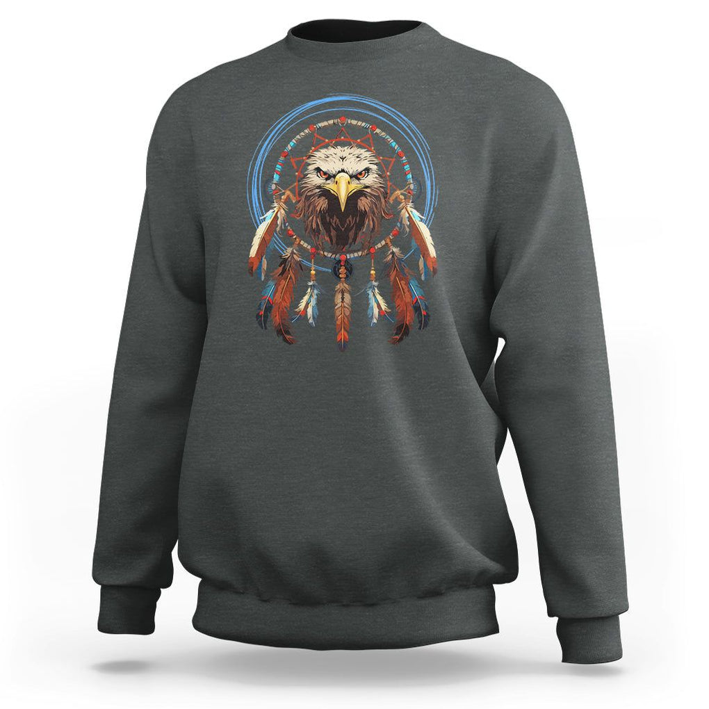 Native American Sweatshirt Indigenous American Indian Eagle Dreamcatcher TS02 Dark Heather Printyourwear