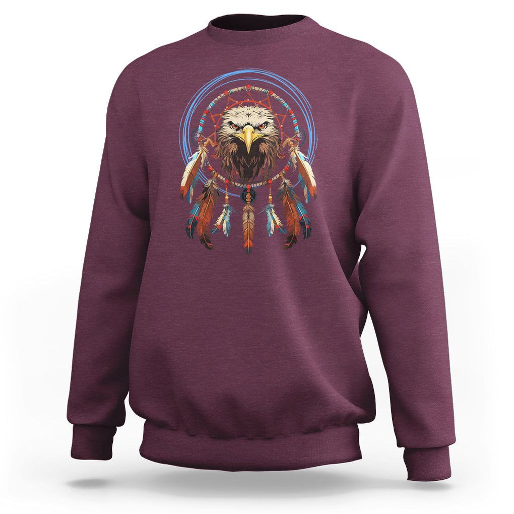 Native American Sweatshirt Indigenous American Indian Eagle Dreamcatcher TS02 Maroon Printyourwear