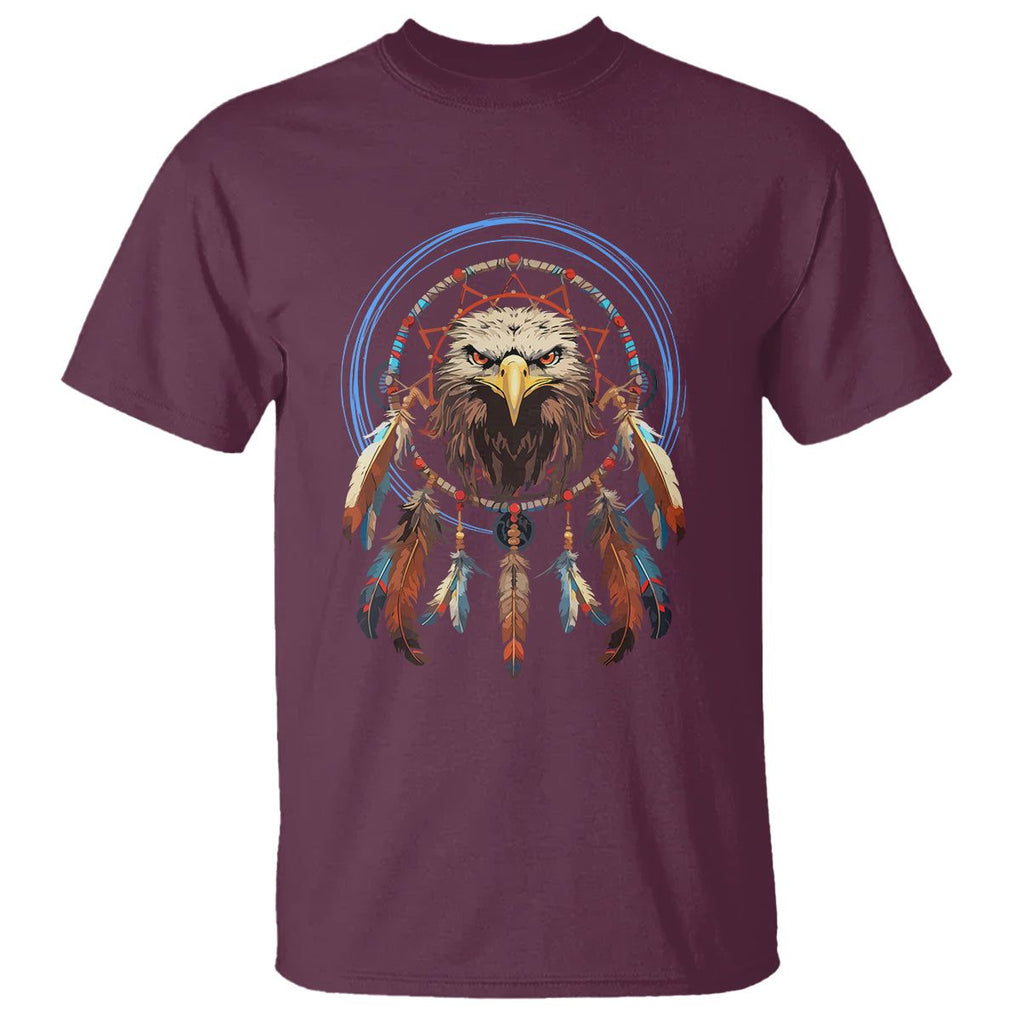 Native American T Shirt Indigenous American Indian Eagle Dreamcatcher TS02 Maroon Printyourwear