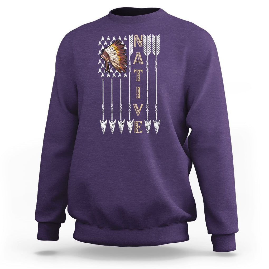 Native American Sweatshirt Indigenous American Indian Feather Headdress TS02 Purple Printyourwear