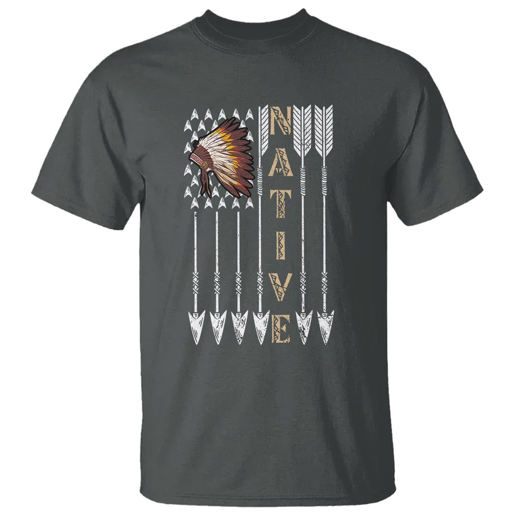 Native American T Shirt Indigenous American Indian Feather Headdress TS02 Dark Heather Printyourwear