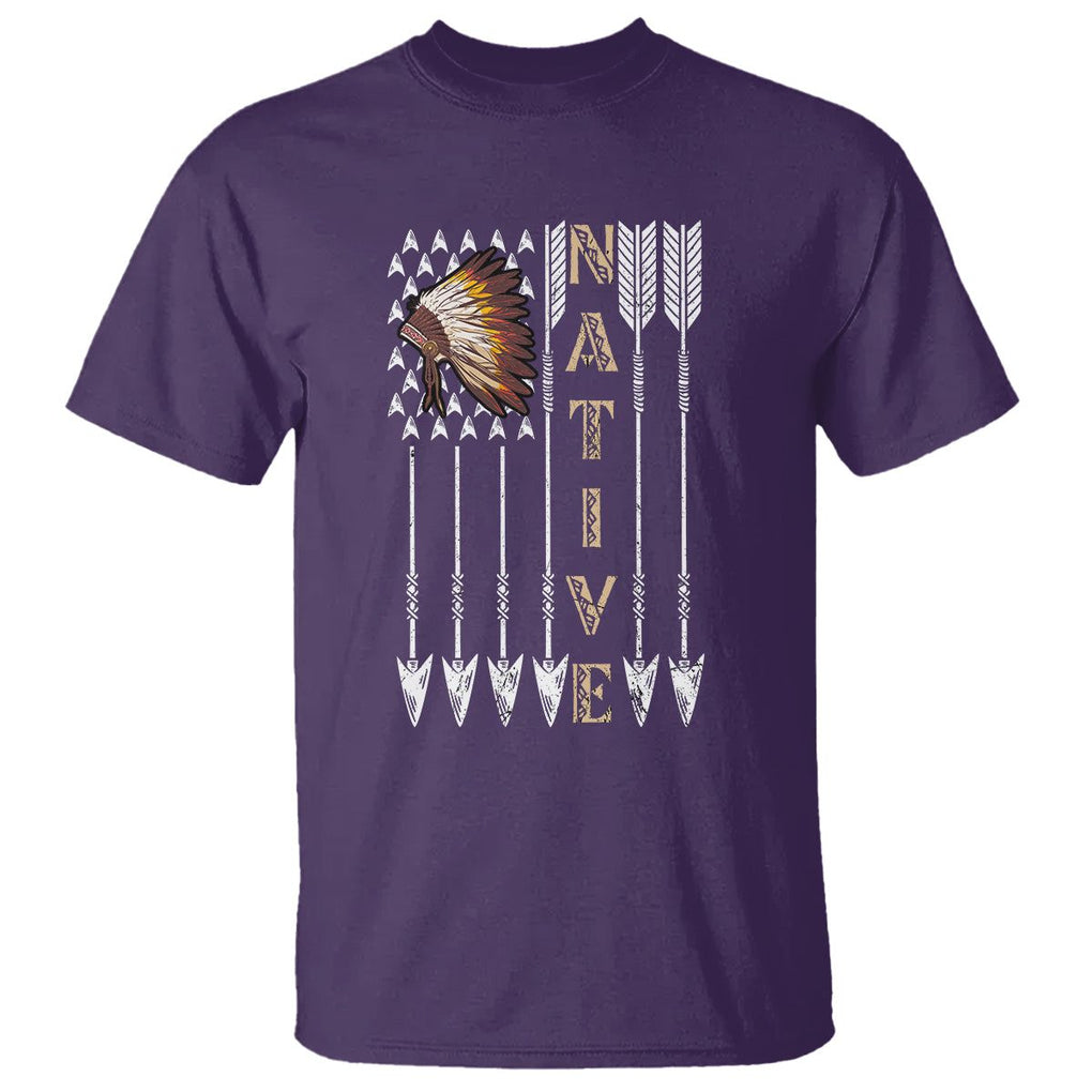 Native American T Shirt Indigenous American Indian Feather Headdress TS02 Purple Printyourwear