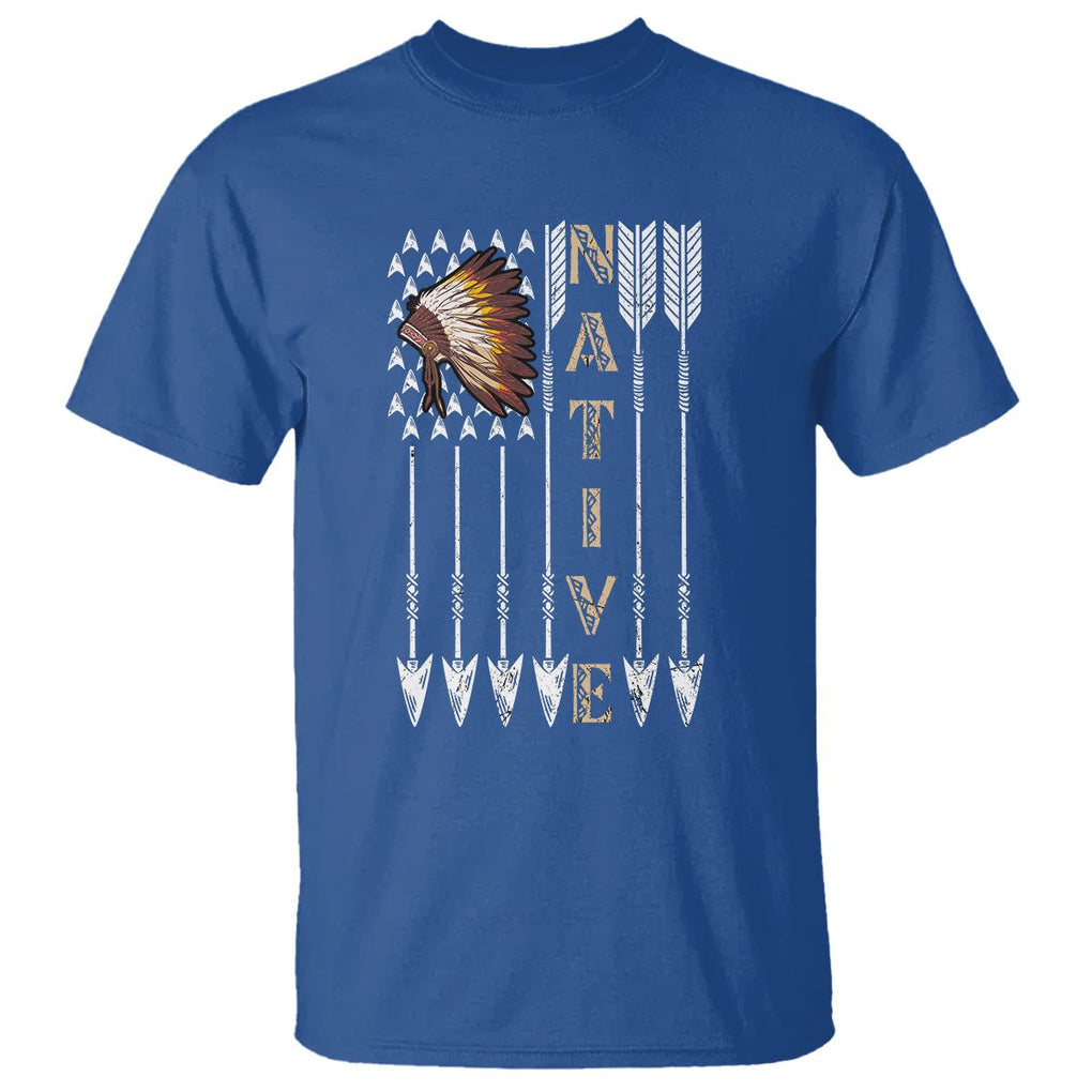Native American T Shirt Indigenous American Indian Feather Headdress TS02 Royal Blue Printyourwear