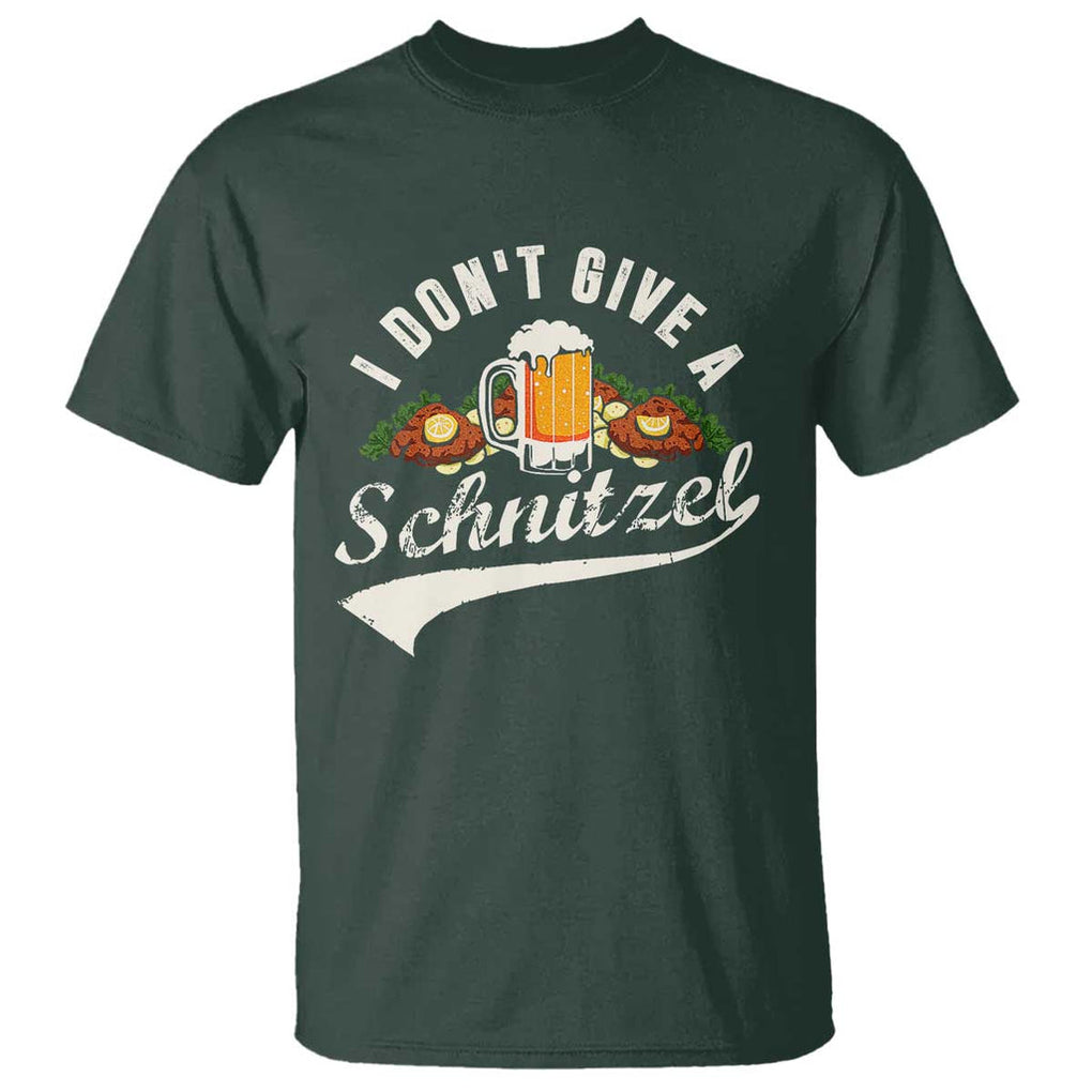 Funny Oktoberfest Drinking T Shirt I Don't Give a Schnitzel German Beer Festival TS02 Dark Forest Green Print Your Wear