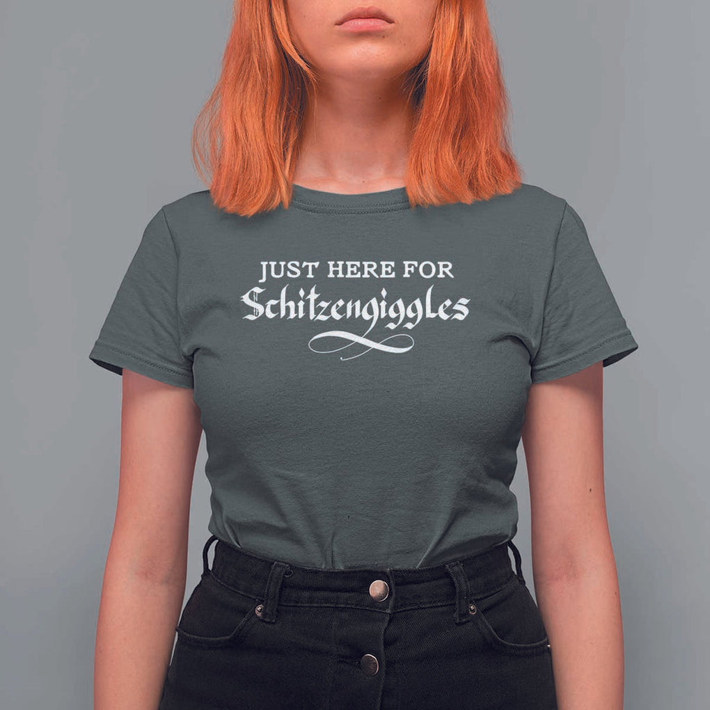 Funny Oktoberfest T Shirt For Women Here for Schitzengiggles Group Bachelor Party TS02 Dark Heather Print Your Wear
