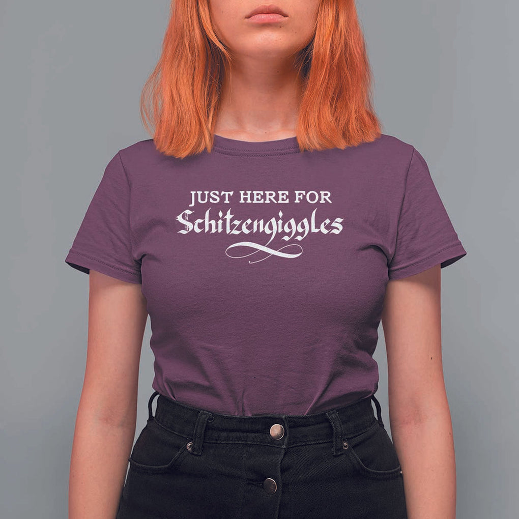 Funny Oktoberfest T Shirt For Women Here for Schitzengiggles Group Bachelor Party TS02 Maroon Print Your Wear